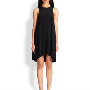 T by Alexander Wang black mini leather trim loose swing party dress womens 4 S